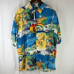 Kahala John Severson Shirt Men XL Multicolor Tropical Surf Rayon Aloha Button Up